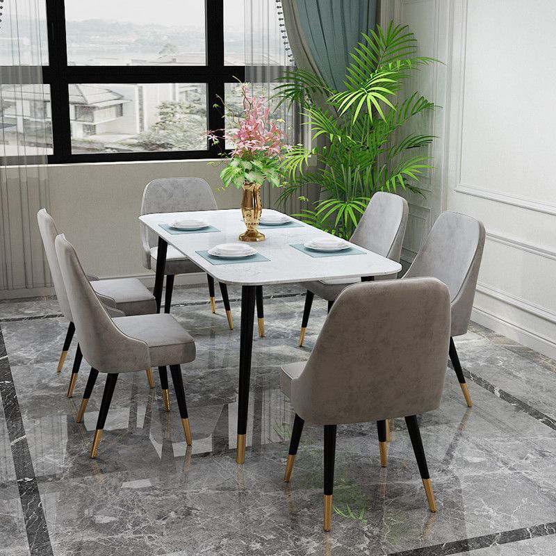Contemporary Dining Table Set 1/2/7 Pieces Indoor Stone and Iron Dinette Set