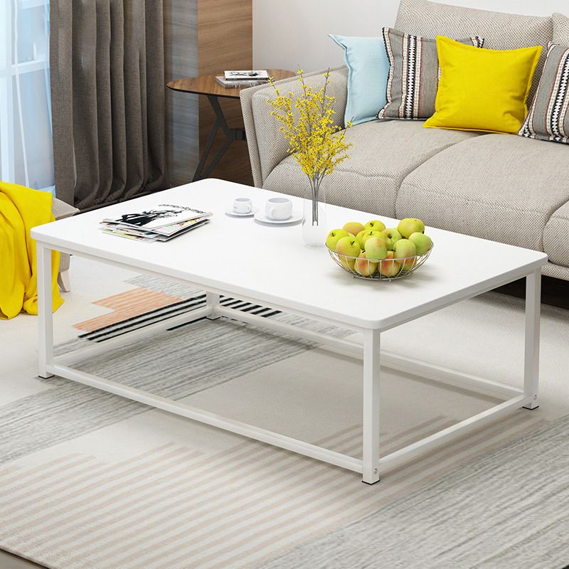 Modern Style Rectangular Wooden Table with Metal Frame Base Coffee Table