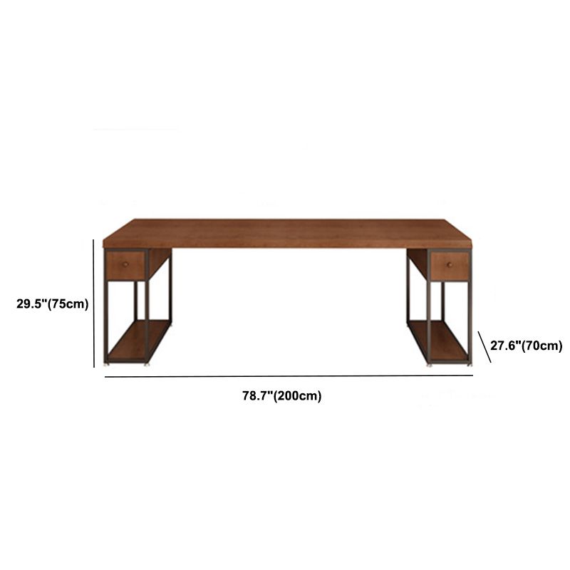 Contemporary Solid Wood Office Desk 30-inch H Computer Desk in Brown