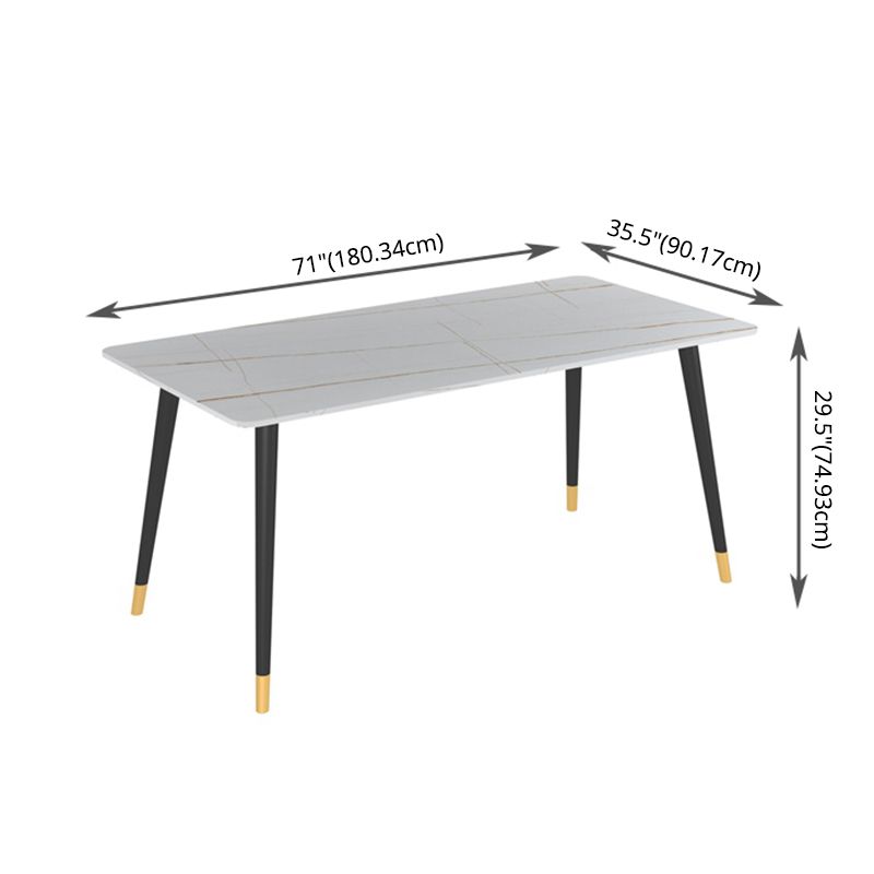 Modern Kitchen Sintered Stone Dining Set Rectangular Standard Dining Set in White