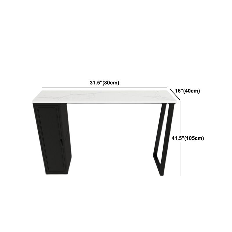 Modern 1/3 Pieces Bar Table Set Rectangle Stone Counter Table with Backless Stools
