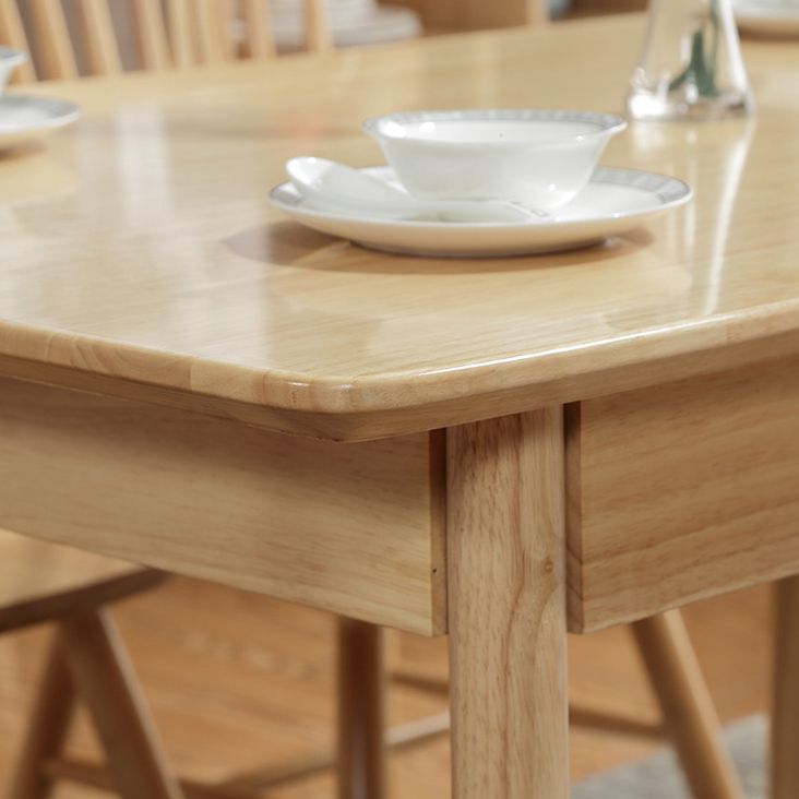 Mesa de comedor rectangular de madera de goma moderna mesa de madera maciza en color de madera