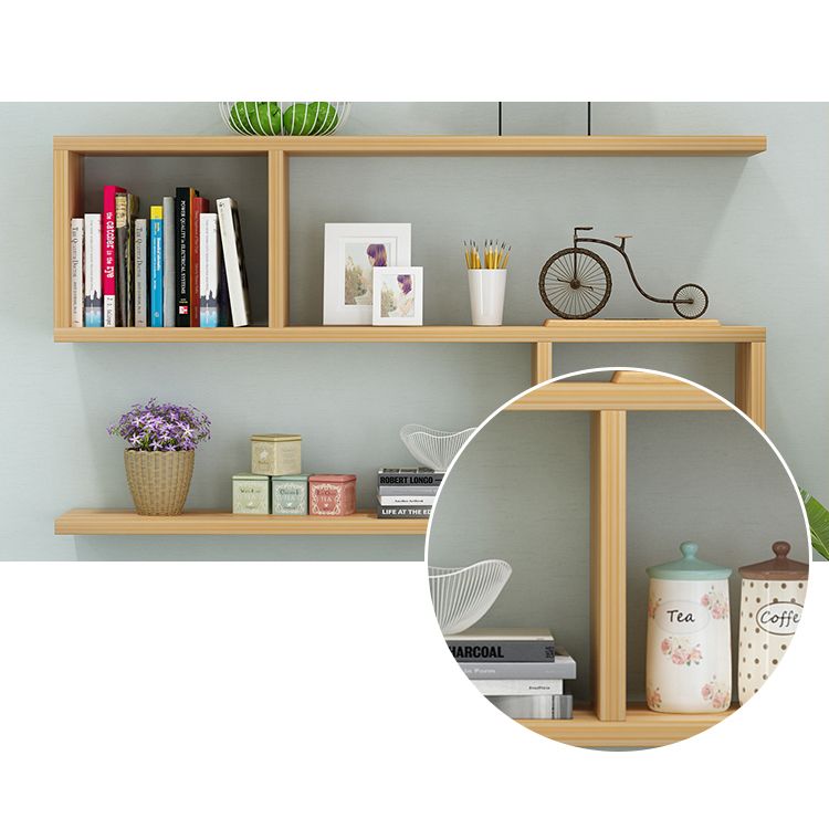 Modern Style Geometric Bookshelf, 2/3-shelf Wall Mounted Engineered Wood Bookcase