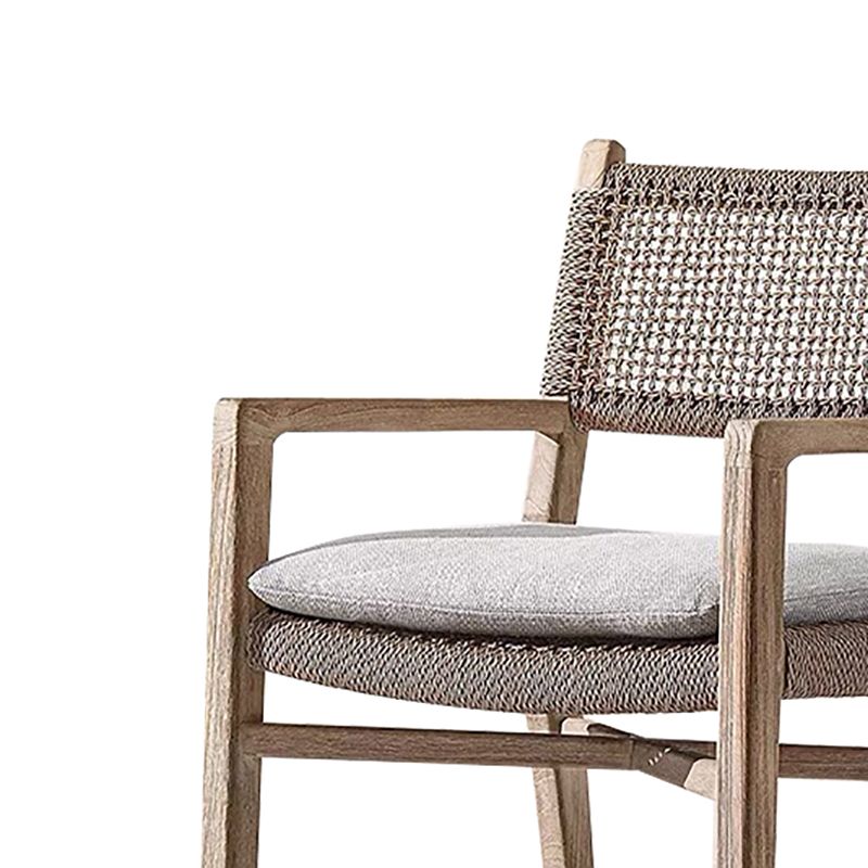 Contemporary Teak Armchair Solid Wood Dining Armchair with Upholstered