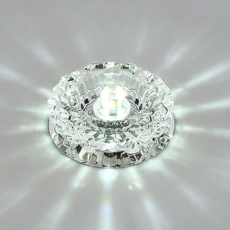 Floral Flush Ceiling Light Contemporary Crystal Corridor LED Flush Mount Lighting Fixture in Clear