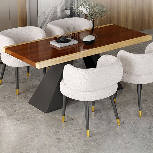 Modern Style Dining Table Solid Wood Rectangle Table with Black Base