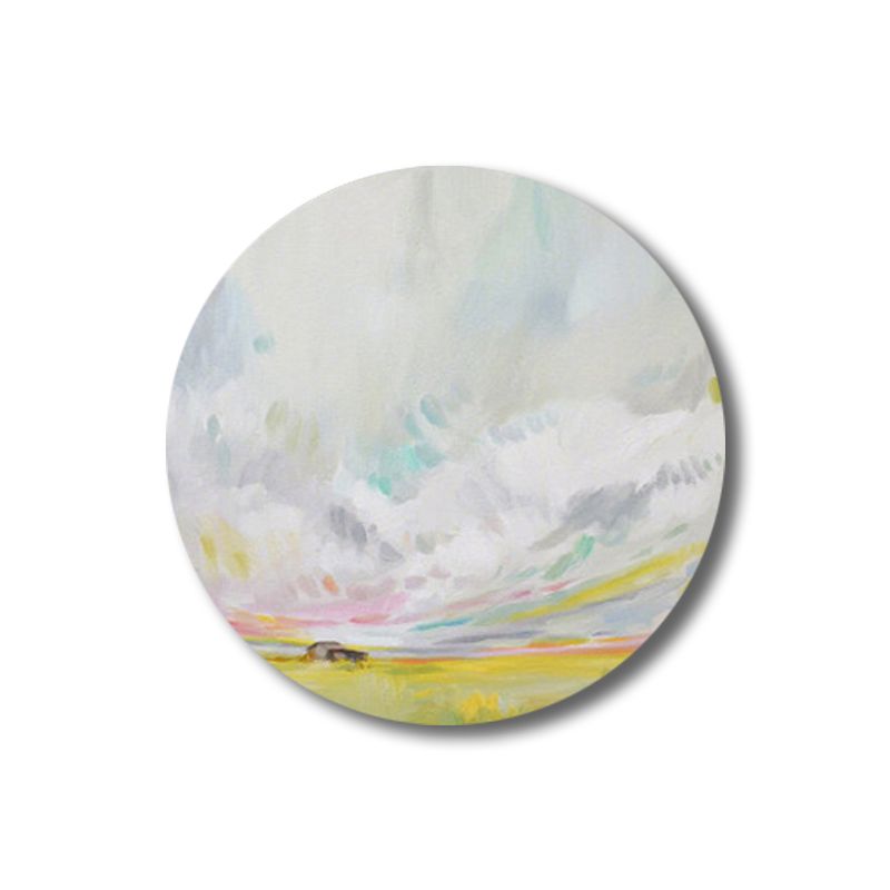 Contemporary Art Hand Painted Canvas Pastel Color Prairie-Scape Painting, Multiple Sizes Options