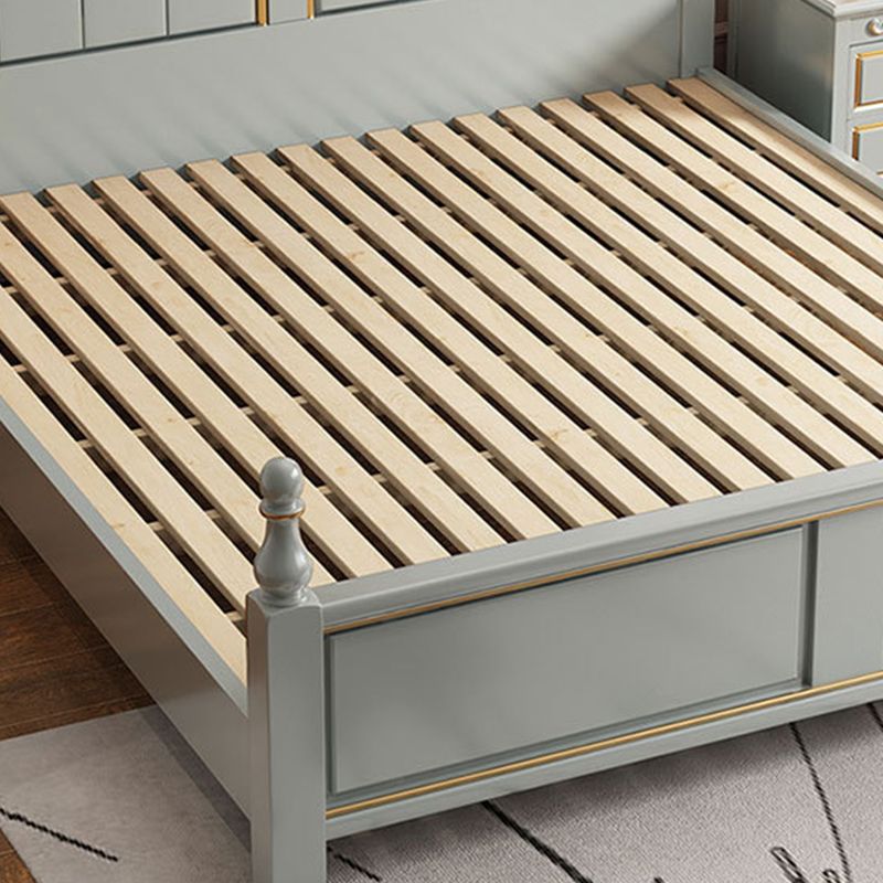 84.65 inch Wide Victorian Bed Frame Solid Wood Standard Bed with Headboard