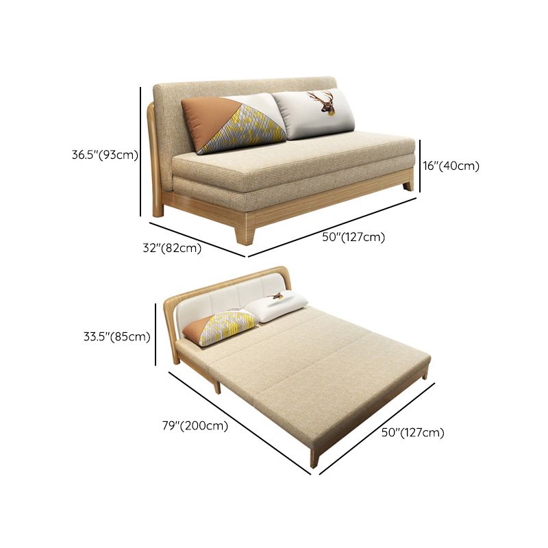 32" Wide Contemporary Sofa Futon Mustard Fabric Sleeper Sofa