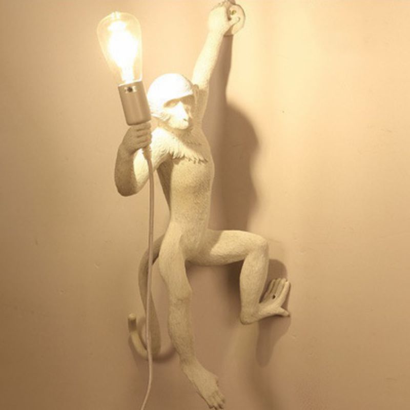 Art Deco Monkey Lámpara montada en la pared Resina 1 Cabez