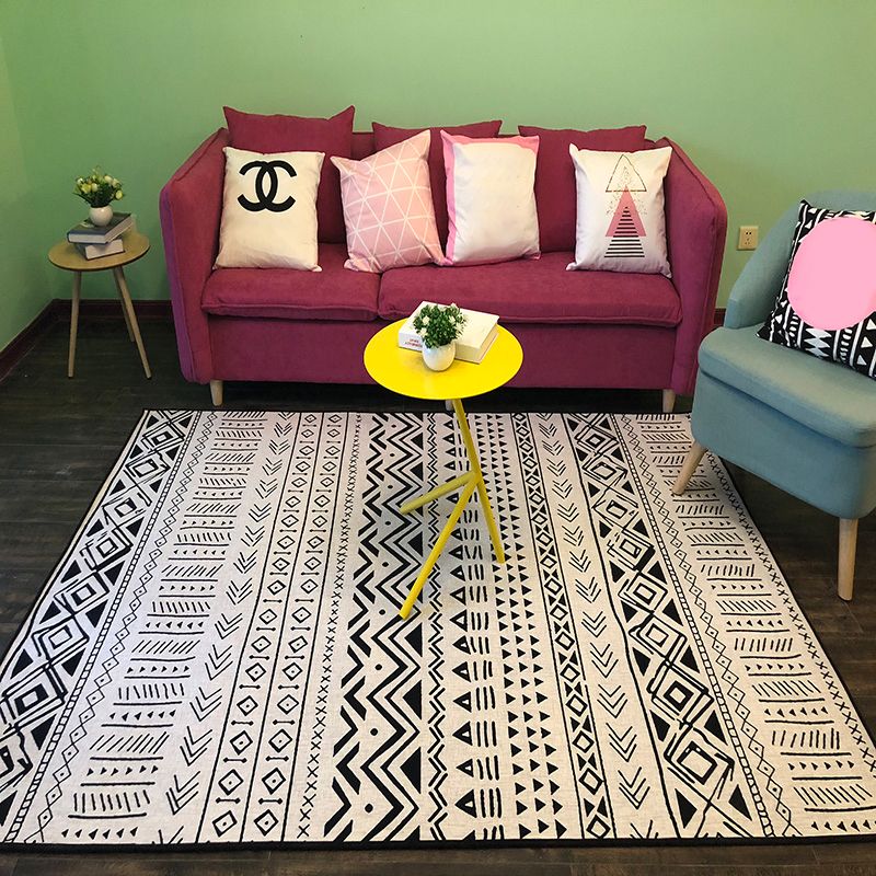 Rapis boho multicolore Mélange de coton Coton Mélange géométrique Machine de tapis de tapis lavable Easy Care Tapis pour la chambre