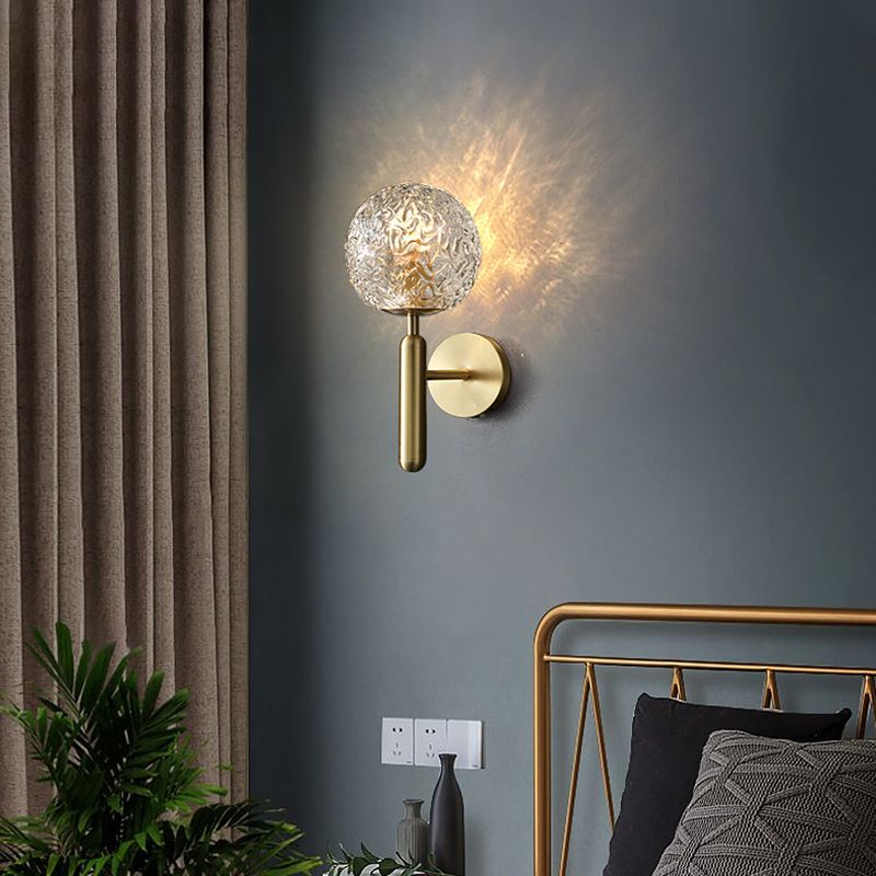 Nordic Style Crystal Wall Light Gold Globe Wall Sconce for Living Room