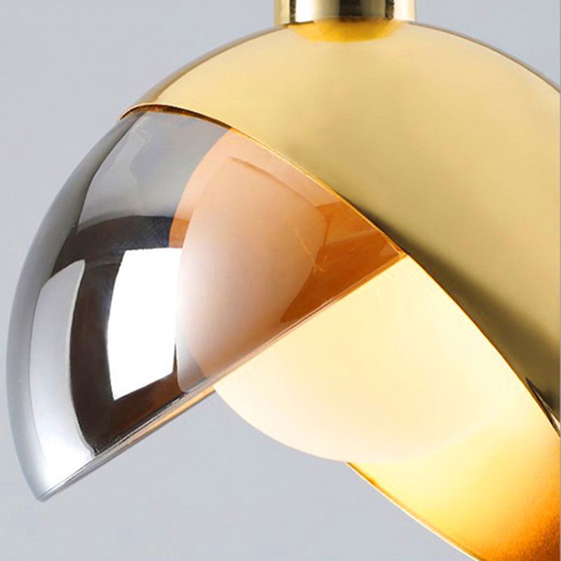 Glass Gold Hanging Lamp in Modern Artistic Style Wrought Iron Globe Pendant Light for Dining Room
