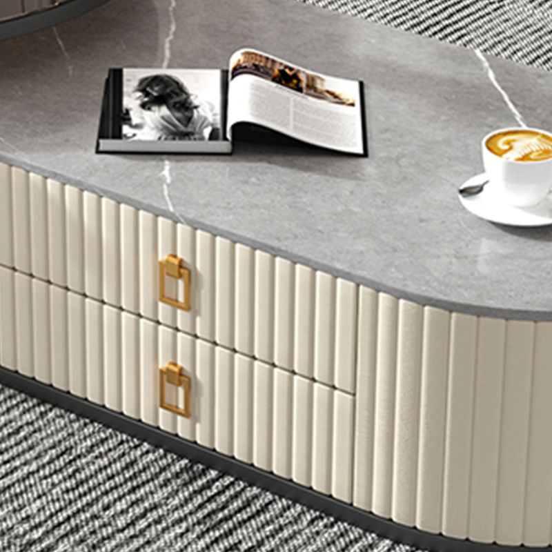 Oval Tropical Coffee Table Slate Storage 2 Nesting Coffee Table Set