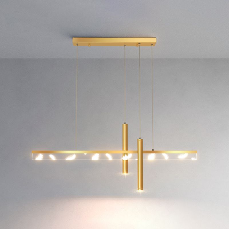 Contemporary Style Linear Island Lighting Metal 3 Light Island Light Fixtures