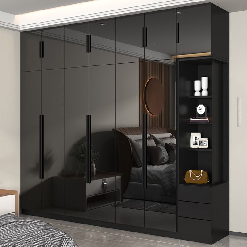 Modern Style Glass Wardrobe Black Colour Wardrobe Closet for Bedroom