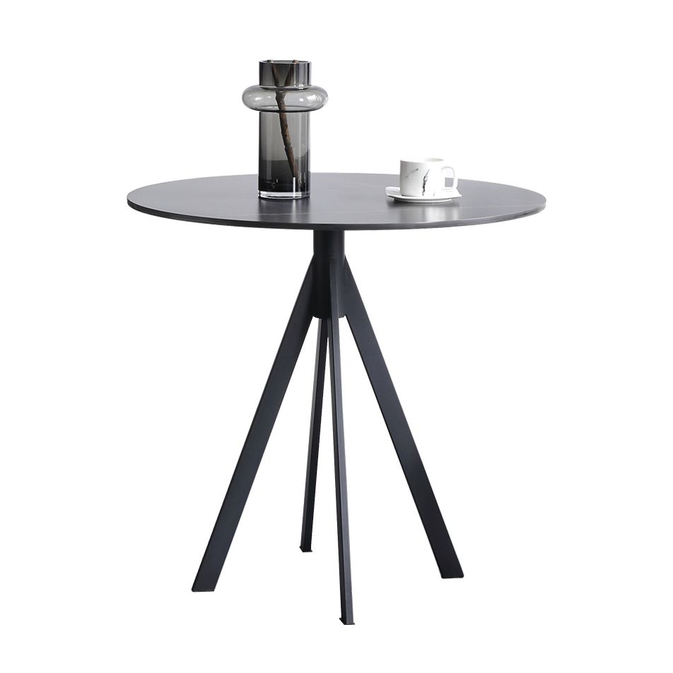 Modern Style Sintered Stone Black Dining Room Set with Round Table Formal Dining Table Furniture