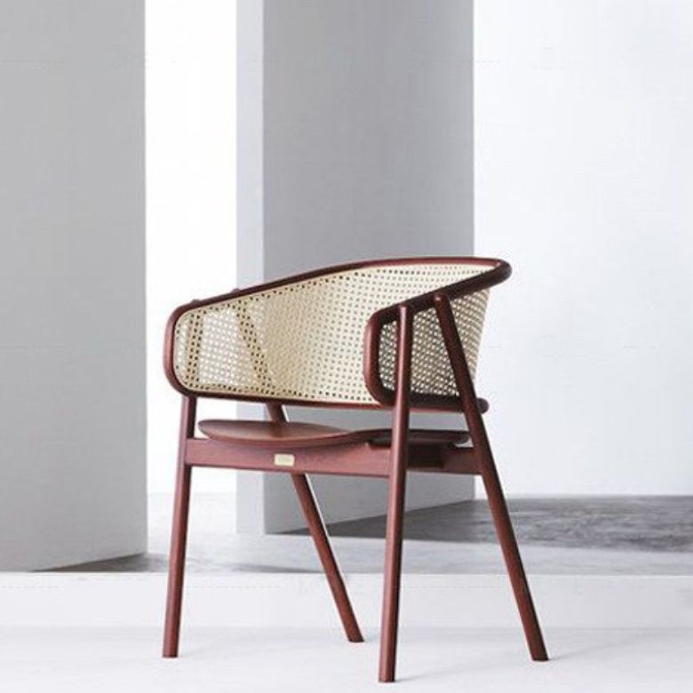 Solid Wood Arm Chair Modern Open Back Dining Chair for Living Room