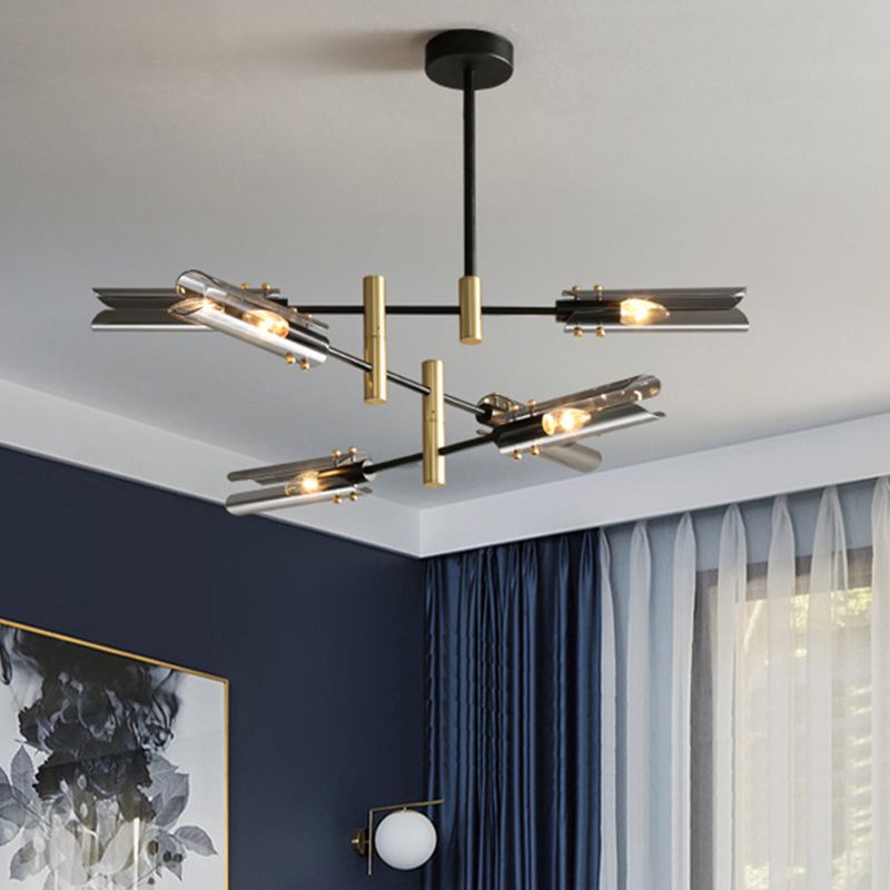 Glazen geometrische hanglamp in moderne creatieve stijl smeedijzeren kroonluchter voor eetkamer