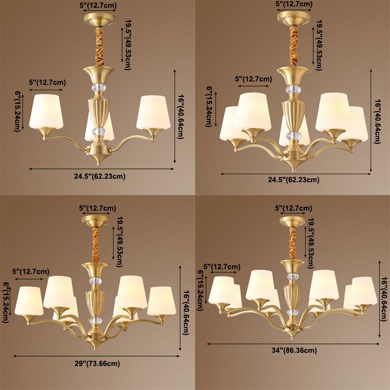 Bell Chandelier Lighting Fixtures Traditional Multi-Head Suspension Light with Clear Crystal