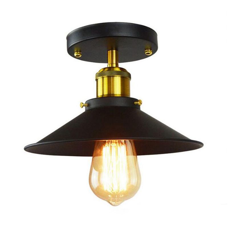Modern Industrial Ceiling Light Lid Shape Light 1 Light Wrought Iron Bedroom Ceiling Light
