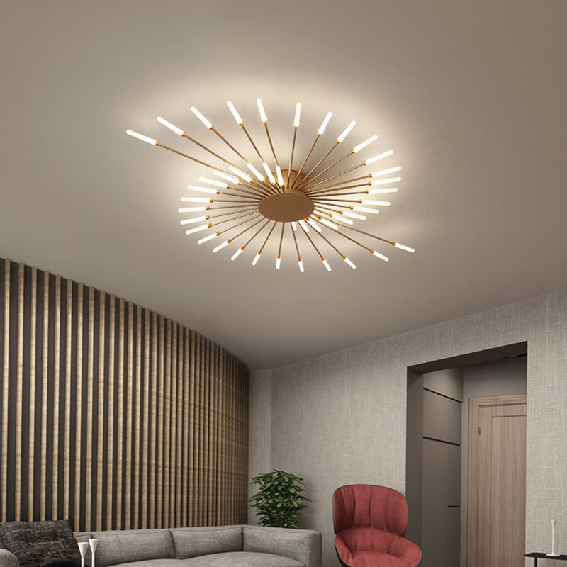 Multi-head Sputnik Semi-ceiling Light Modern Acrylic Semi Flushmount Ceiling Light for Bedroom