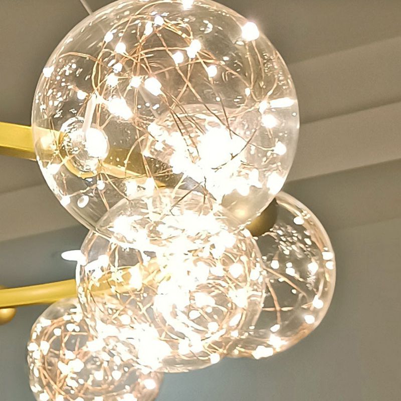 Simple Led Chandelier Light Multi Head Pendant Light with Glass Shade for Living Room