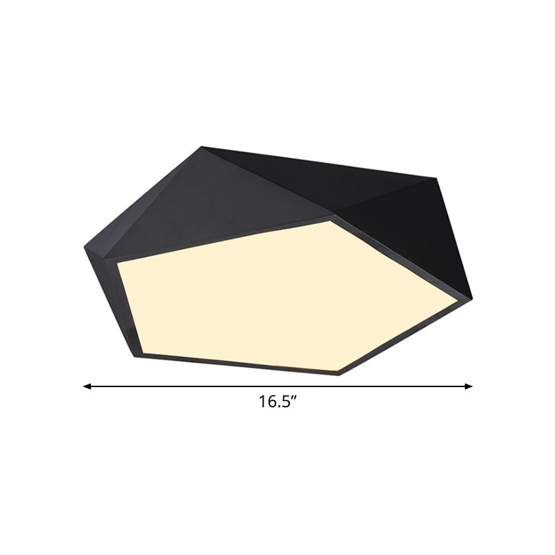 Modernist 3D Pentagon Flushmount Acrylic Bedroom 16.5/20.5/24.5 Inches Wide LED Ceiling Flush Light Fixture in Black, Warm/White Light