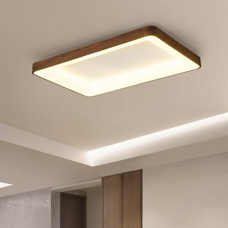 Nordic Geometric Ceiling Light Aluminum Brown LED Flush Mount Light for Bedroom