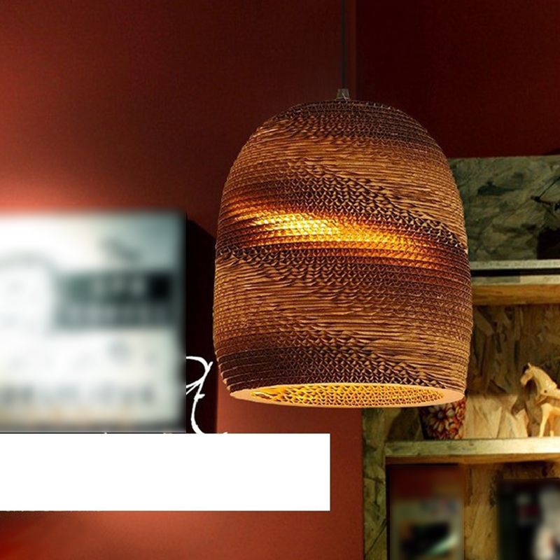 Southeast Asian Style Ceiling Light Honeycomb Cardboard Geometry Pendant Lamp for Bedroom