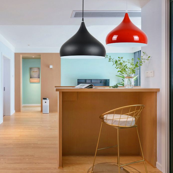 Lacquered Aluminium Indoor Pendant Light in Modern Creative Style Tapered Macaron Hanging Lamp