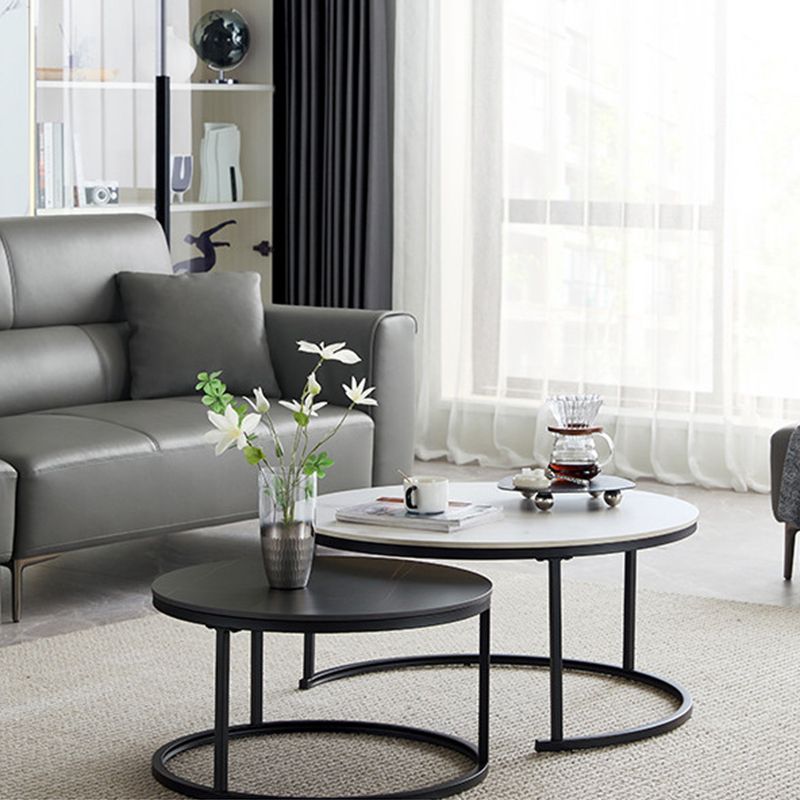 Minimalism Frame Cocktail Table Slate Top Coffee or End Table with Storage Drawers