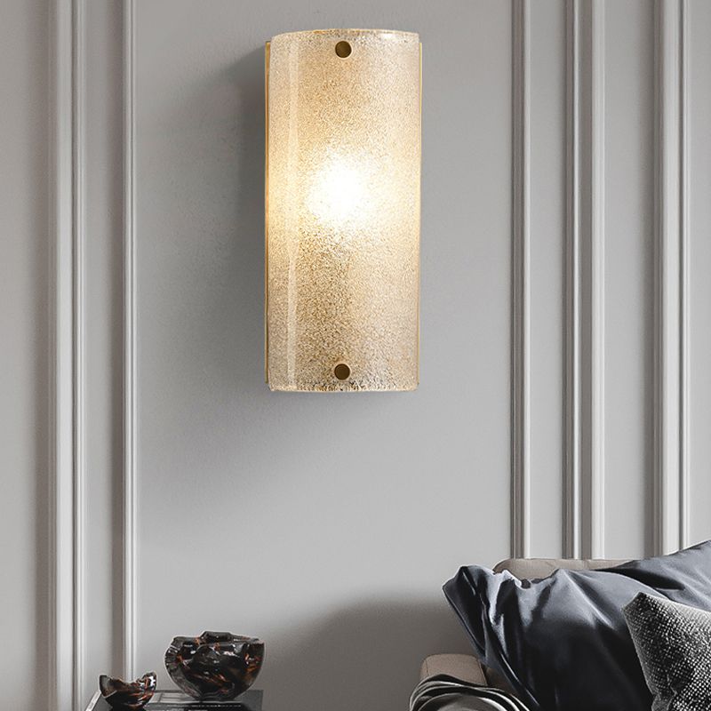 Modern Metal Wall Sconce Semicircle Shape Wall Light with Glass Shade for Bedroom