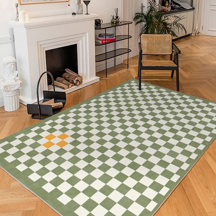 Multicolor Simple Rug Polyester Checkered Print Area Rug Anti-Slip Backing Carpet for Living Room