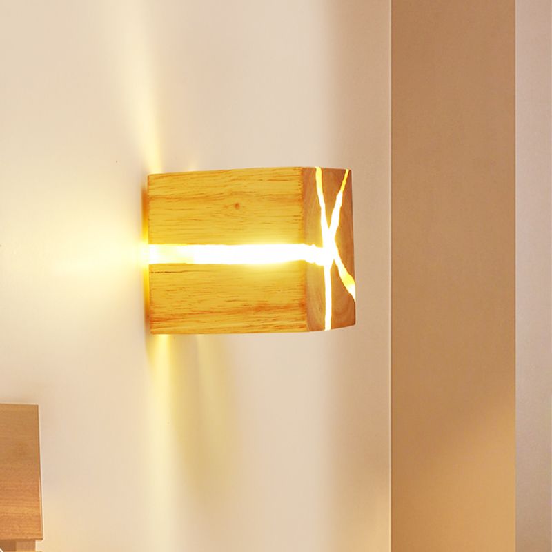 Ideas de iluminación de pared led de madera de cubo Ideas contemporáneas de 1 luz de la pared de la pared