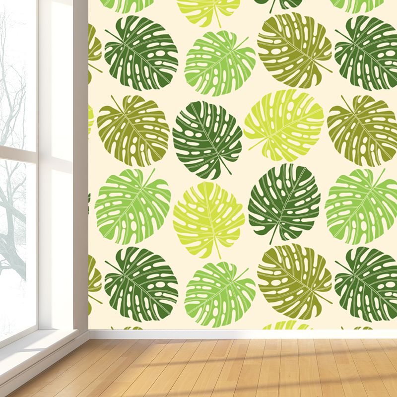 Contemporary Botanical Print Mural Decal Soft Color Dining Room Wall Covering, Custom