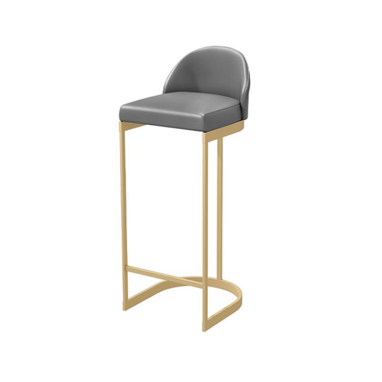 Faux Leather Dining Stool Bucket Bar Stool with Gold Metal Base