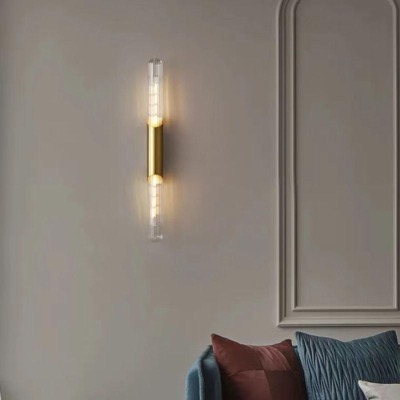 Linear Shape Metal Vanity Sconce Light Modern Style 2-Lights Vanity Mirror Lights in Gold