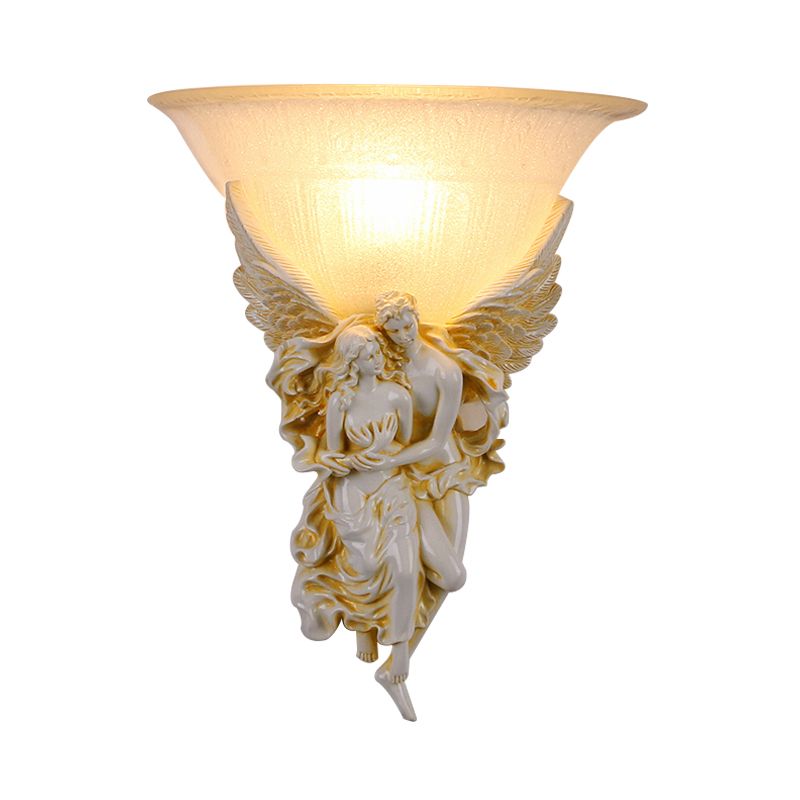 Gold/Beige Bell Flush Mount Colonialist Frosted Glass 1 Head Living Room Wall Mounted Light
