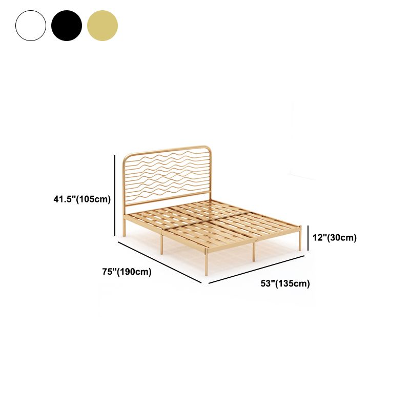 Glam Iron Open-Frame Bed with Rectangle Headboard and Metal Legs