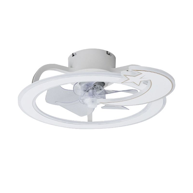 Minimalist Circular Ceiling Fan Lamp Acrylic Bedroom LED Semi Flush Light Fixture