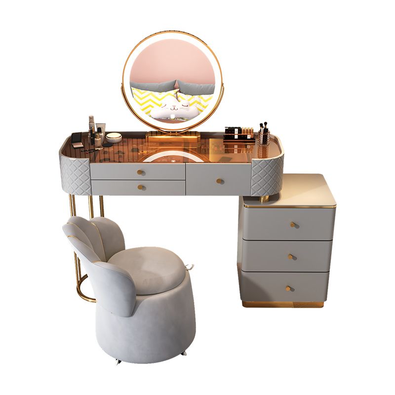 Glam Glass Makeup Vanity Desk Bedroom Vanity Dressing Table with Drawer