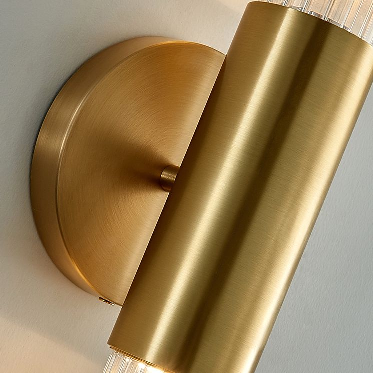 Media de mediados de siglo de lujo cilíndrico arriba y abajo de lámpara montada en la pared de vaso 2 luces de luz de luz aplastante