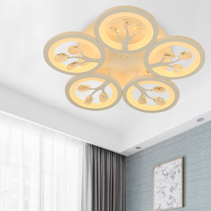 Sputnik Living Room Flush Mount Lamp Simple Acrylic 5/12/15 Lights White Flush Light Fixture in Warm/White/3 Color Light