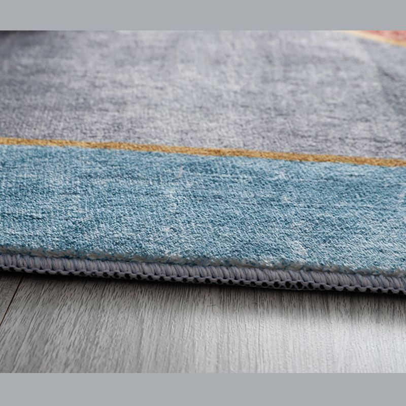 Nordic Area Carpet Contrast Panel Indoor Rug Polyester Living Room Carpet with Non-Slip Backing