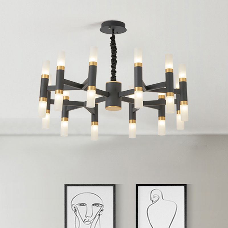 Plafonnage tubulaire en fer Moderniste 24 lumières LED LED Chandelier suspendu radial en noir et or / blanc et or