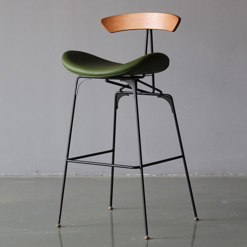 Modern Style Counter Stool Faux Leather Saddle Seat Bar Stool for Indoor