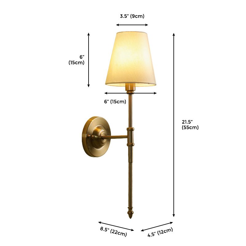 Classic 1 Light Wall Mounted Lamp, Wallchiere Design with Empire Shaped Textile Shade