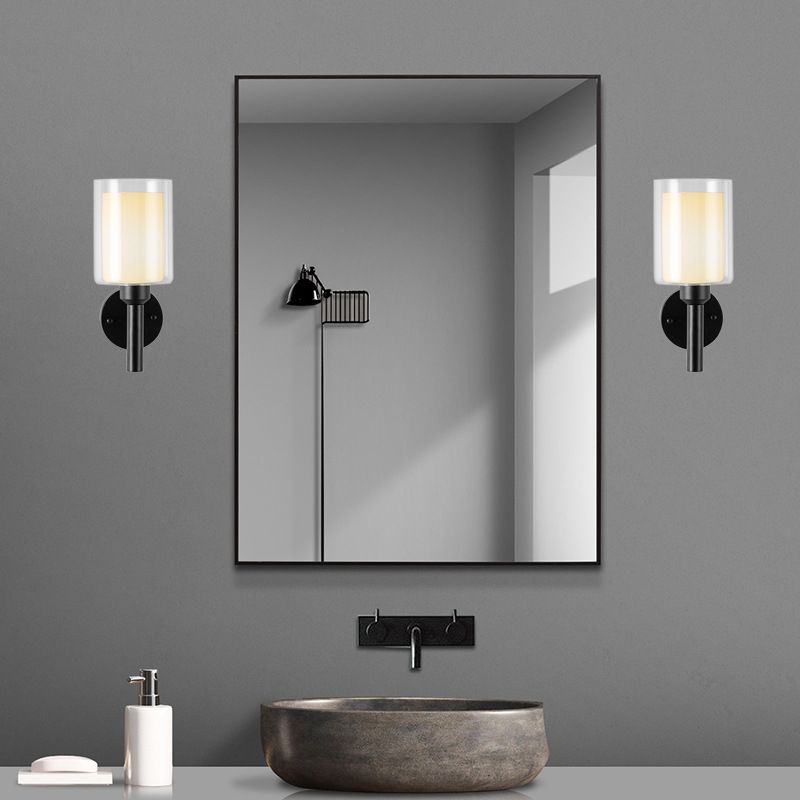 Modern Vanity Lamp Cylinder Glass Wall Light Fixture for Bathroom