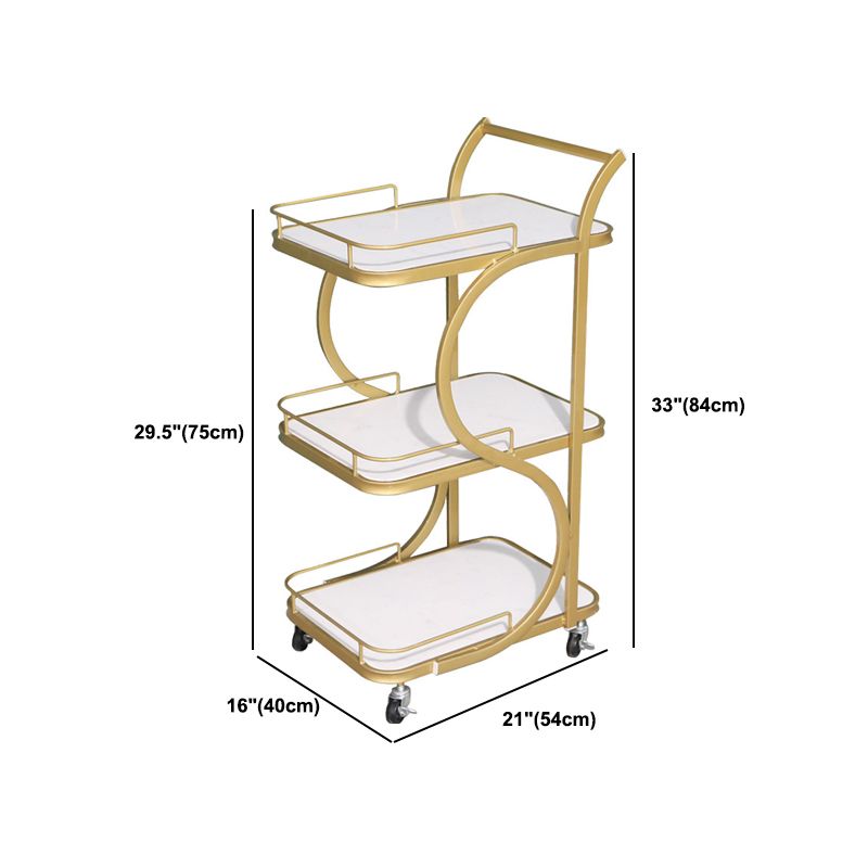 Modern Style Metal Prep Table Rolling Marble Prep Table with Open Storage